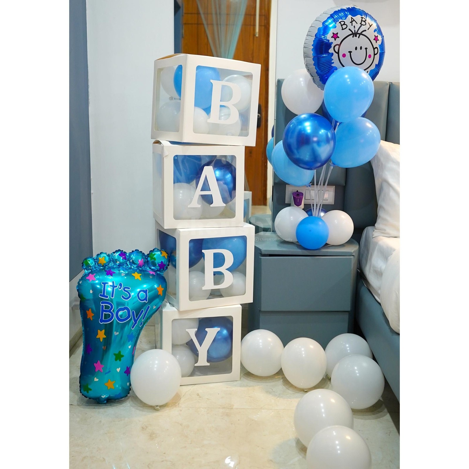 Blue Bliss Welcome Baby Boy Decoration