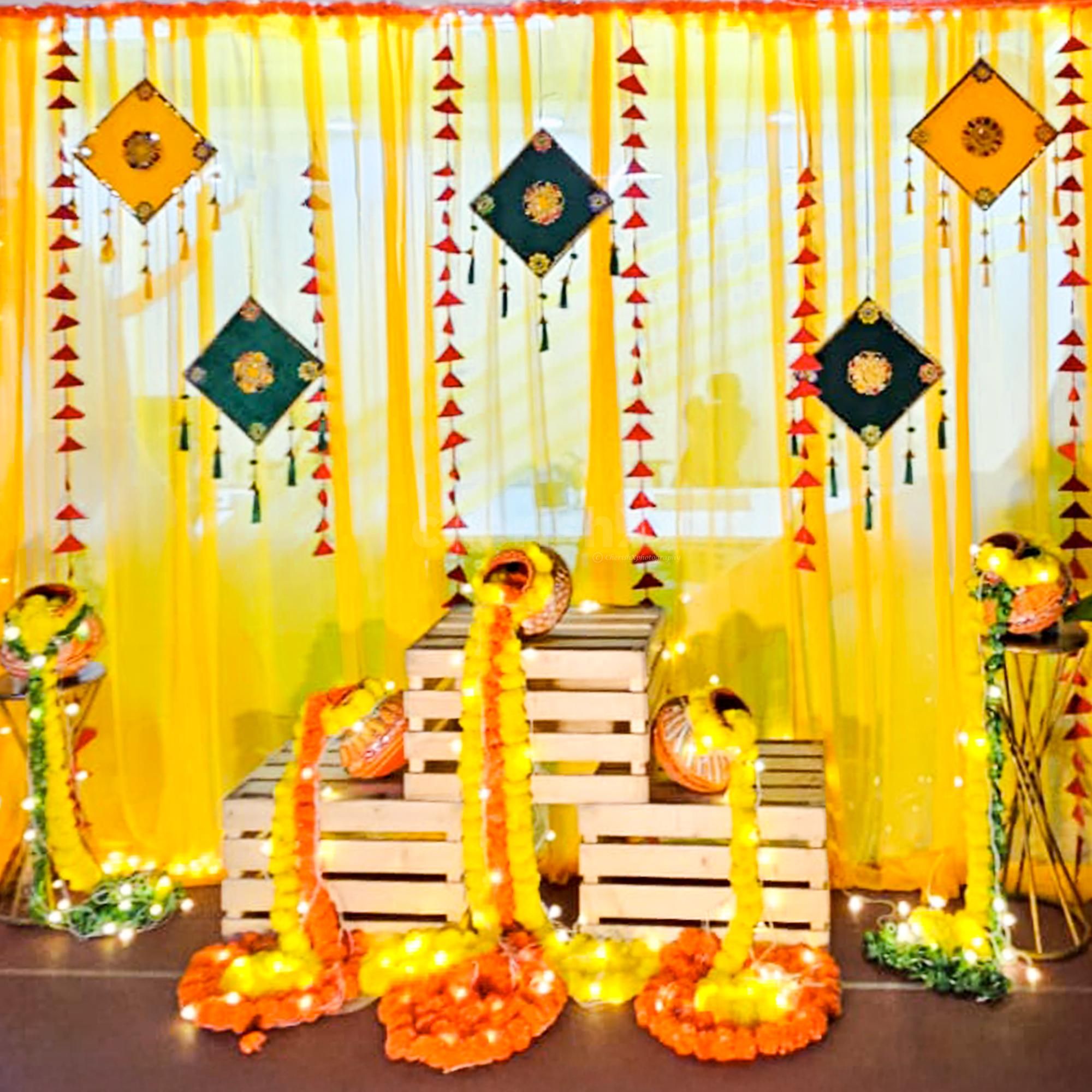 Saffron Serenity Haldi Decor