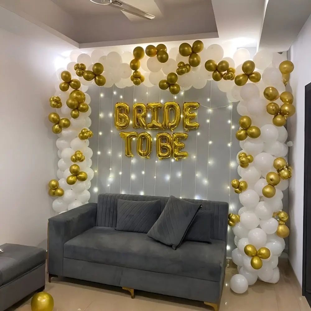 Bride to Be Gold Balloon Setup