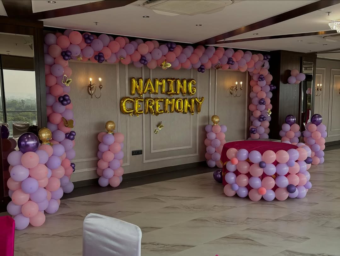 Elegant Naming Ceremony Balloon Décor