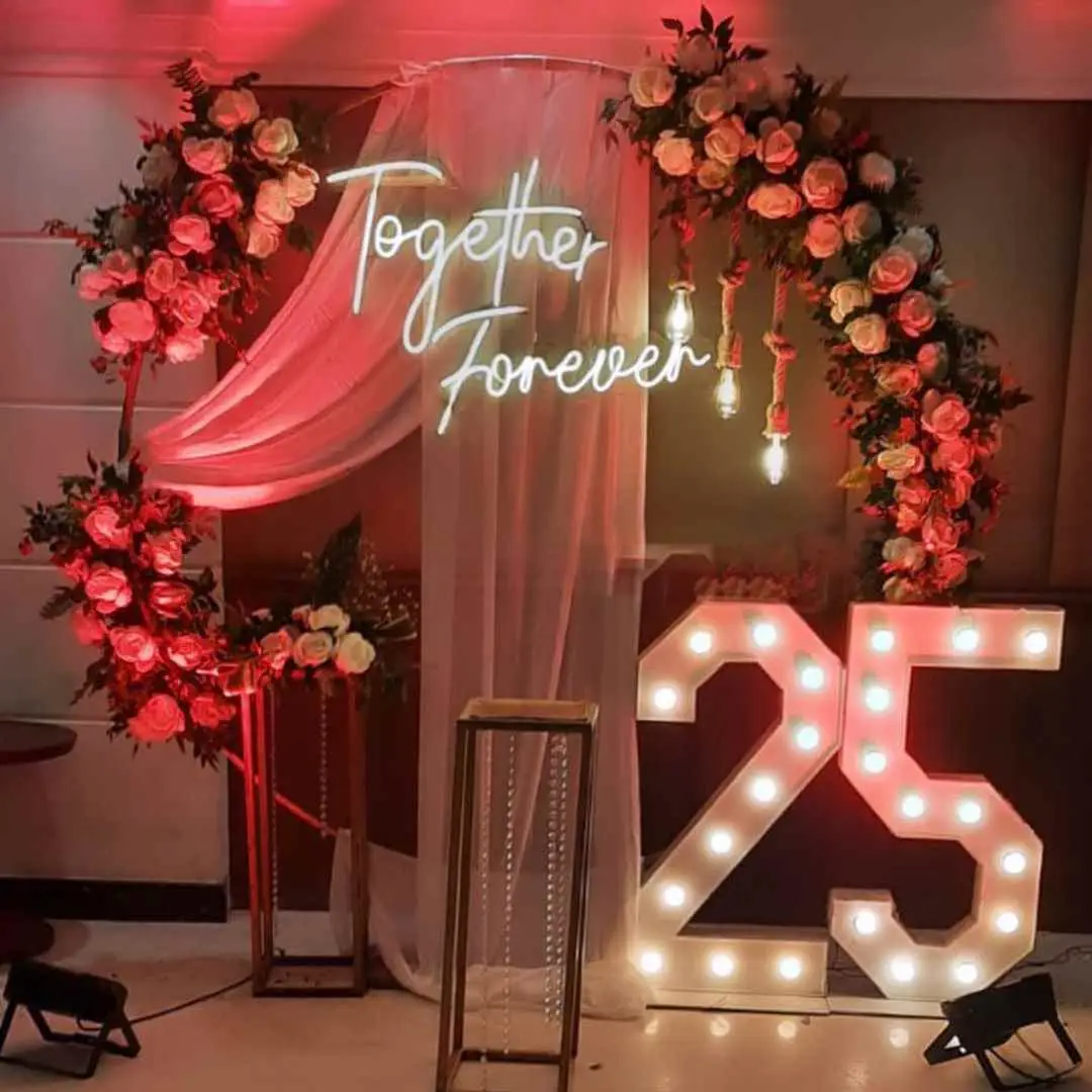 25th Flower Backdrop Decor