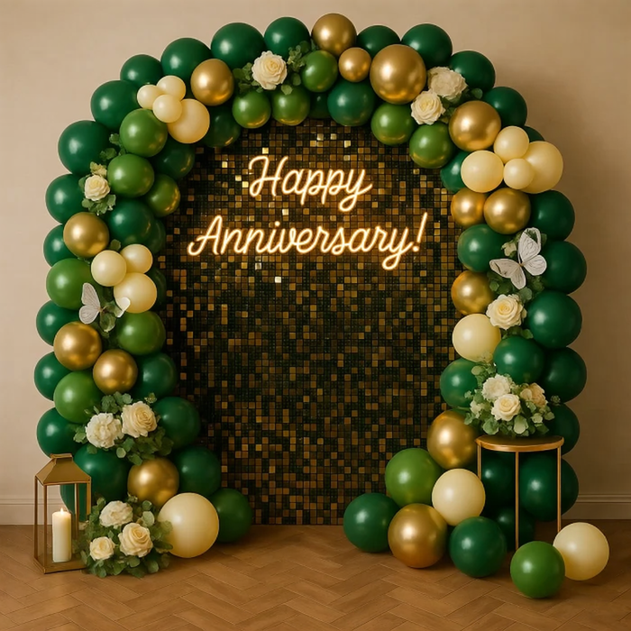 Evergreen Gold Anniversary Balloon Decor - Hyderabad