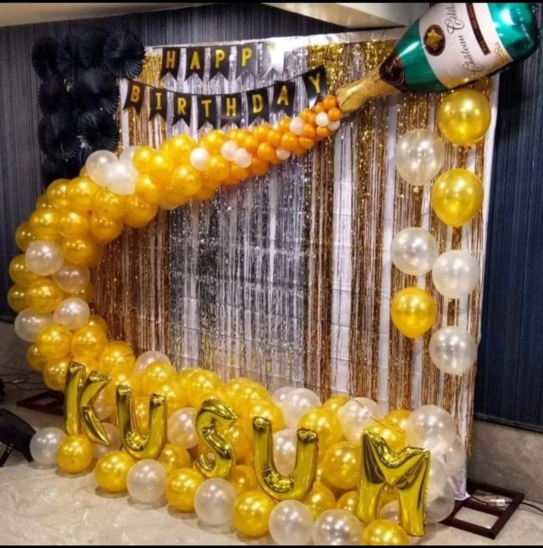 Golden Champagne Birthday Backdrop