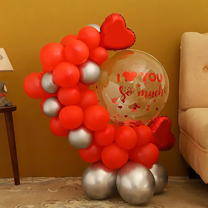 Love You Red Theme Balloon Bouquet