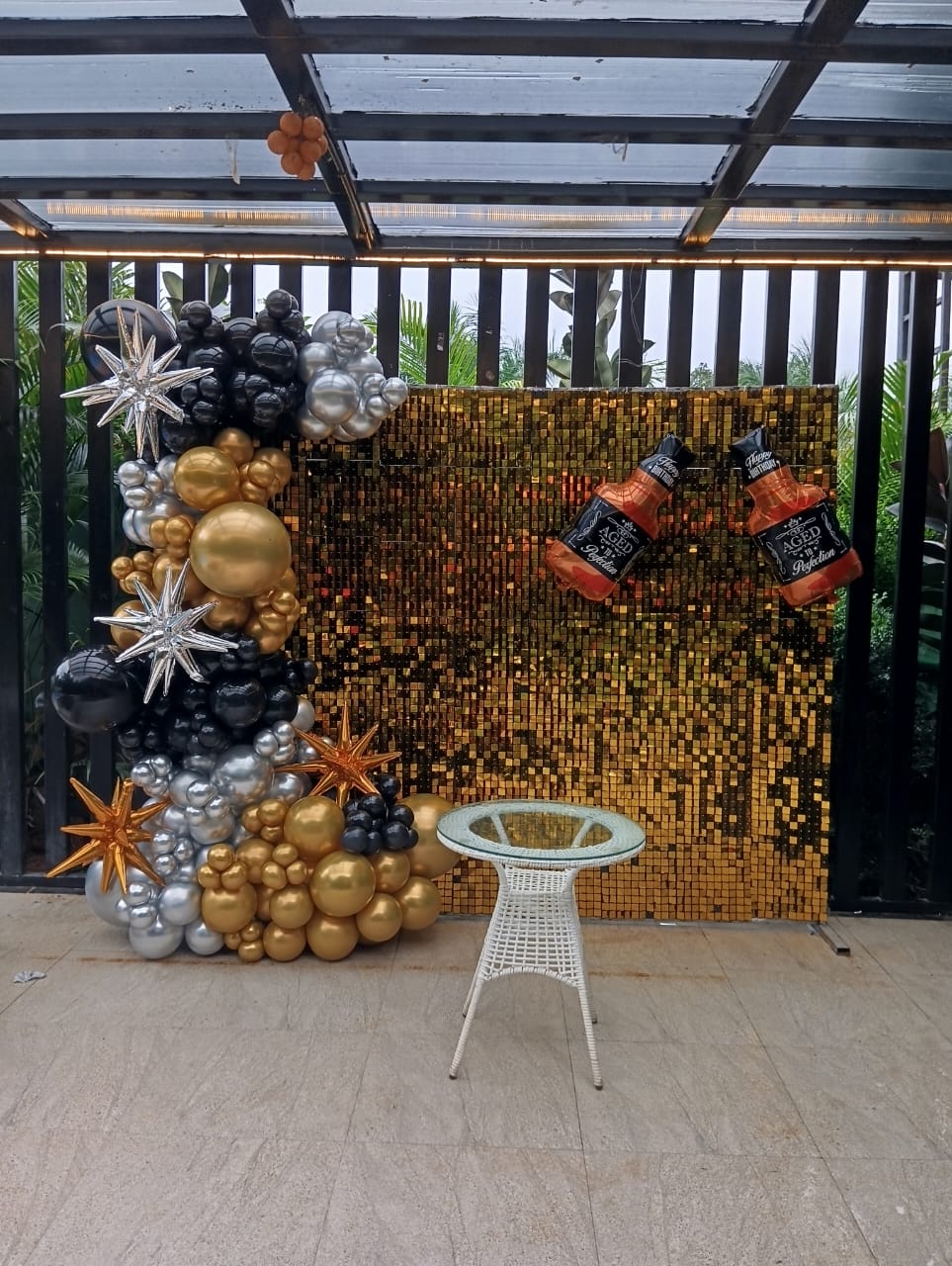 Luxury Black and Gold Champagne Wall