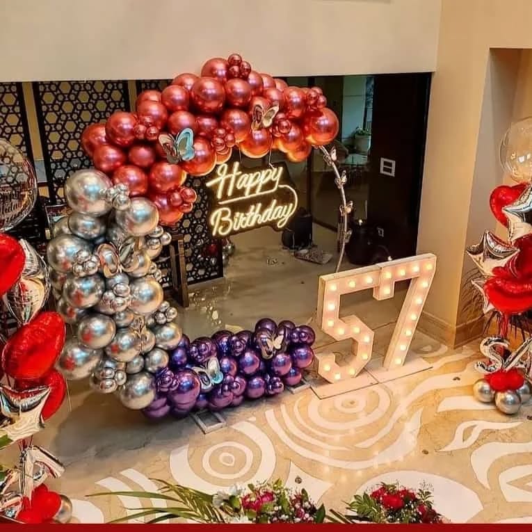 Metallic 57th Birthday Balloon Decor