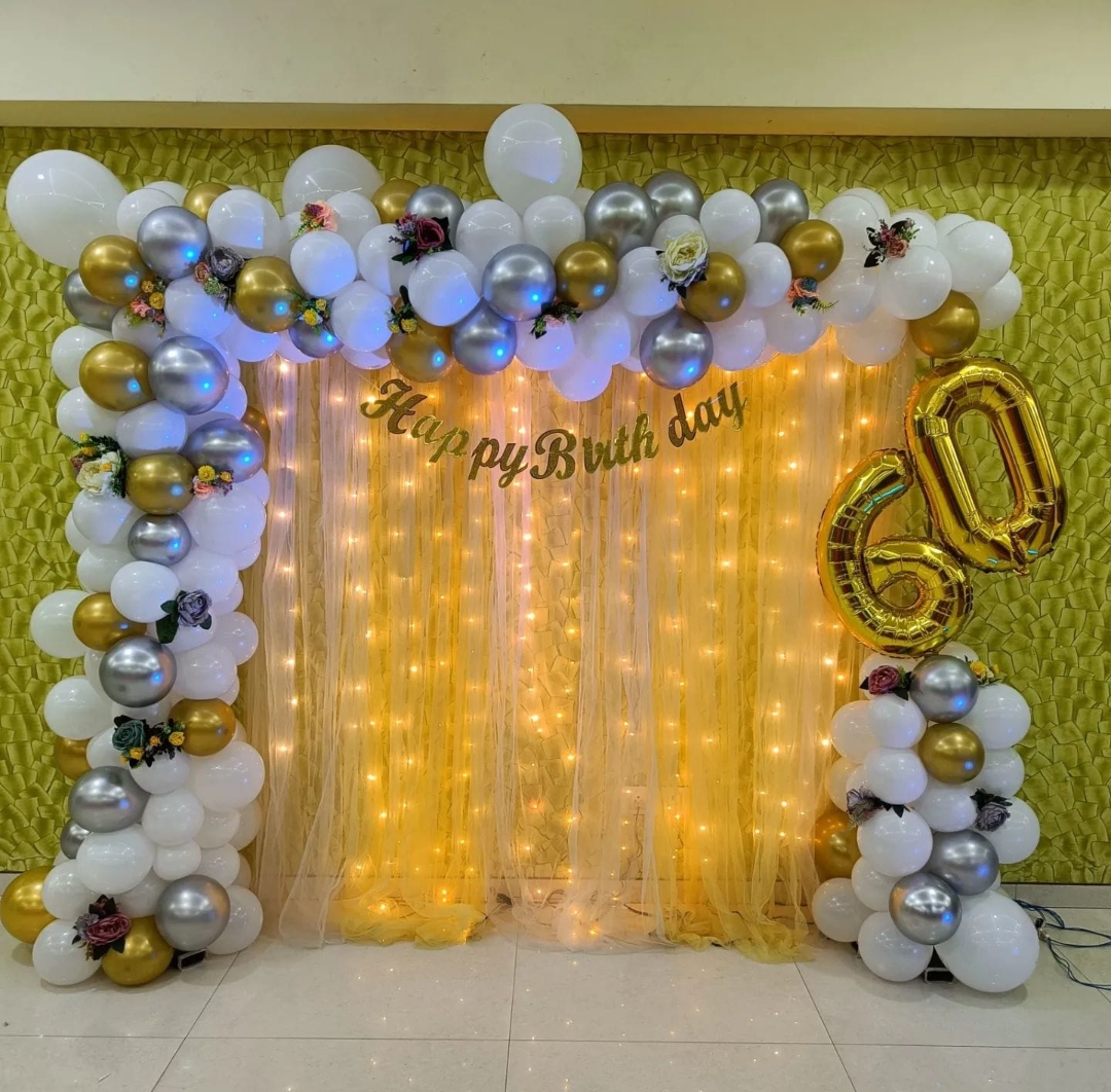 Balloon Arch Backdrop with Fairy Lights