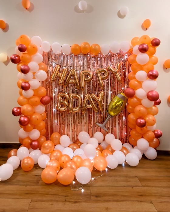 Elegant Orange Birthday Backdrop