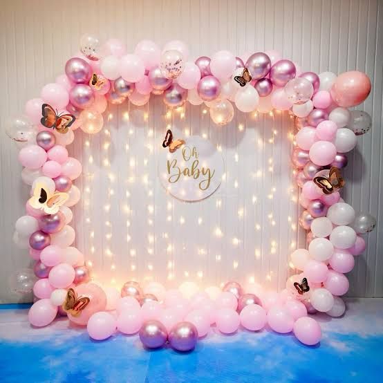Oh Baby – Elegant Pink and Gold Baby Shower Backdrop