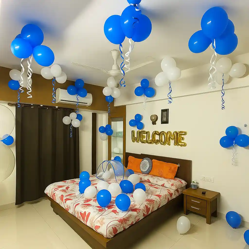 Blue and White Welcome Room Surprise