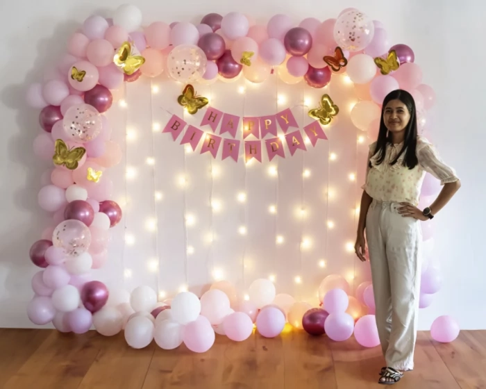 Baby Girl Pink and White Birthday Decoration - Hyderabad