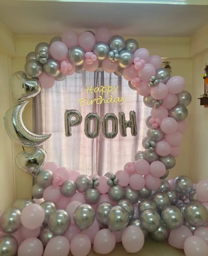 Soft Pink and Silver Moon Birthday Theme