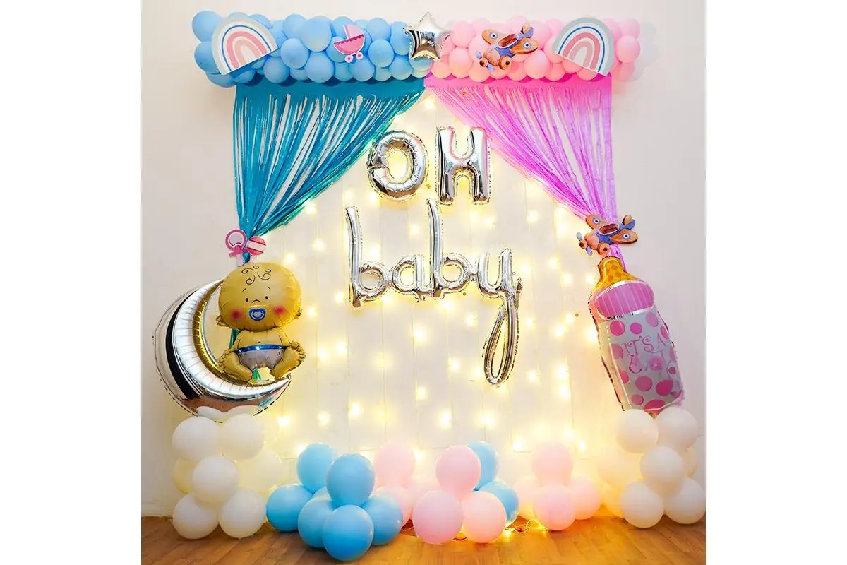 Pastel Pink and Blue Theme Baby Shower Decor