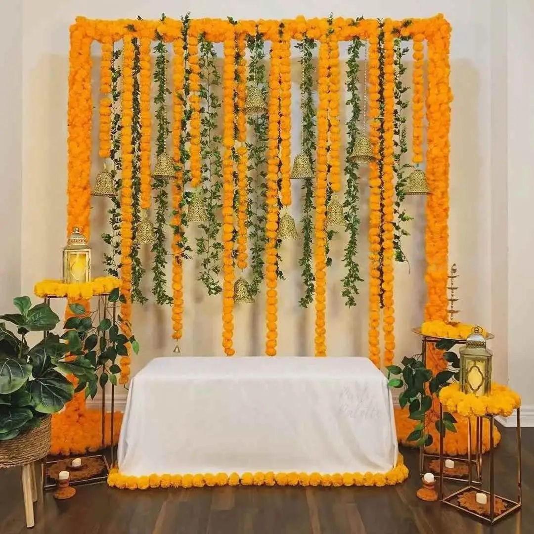 Floral Strings Haldi Decor