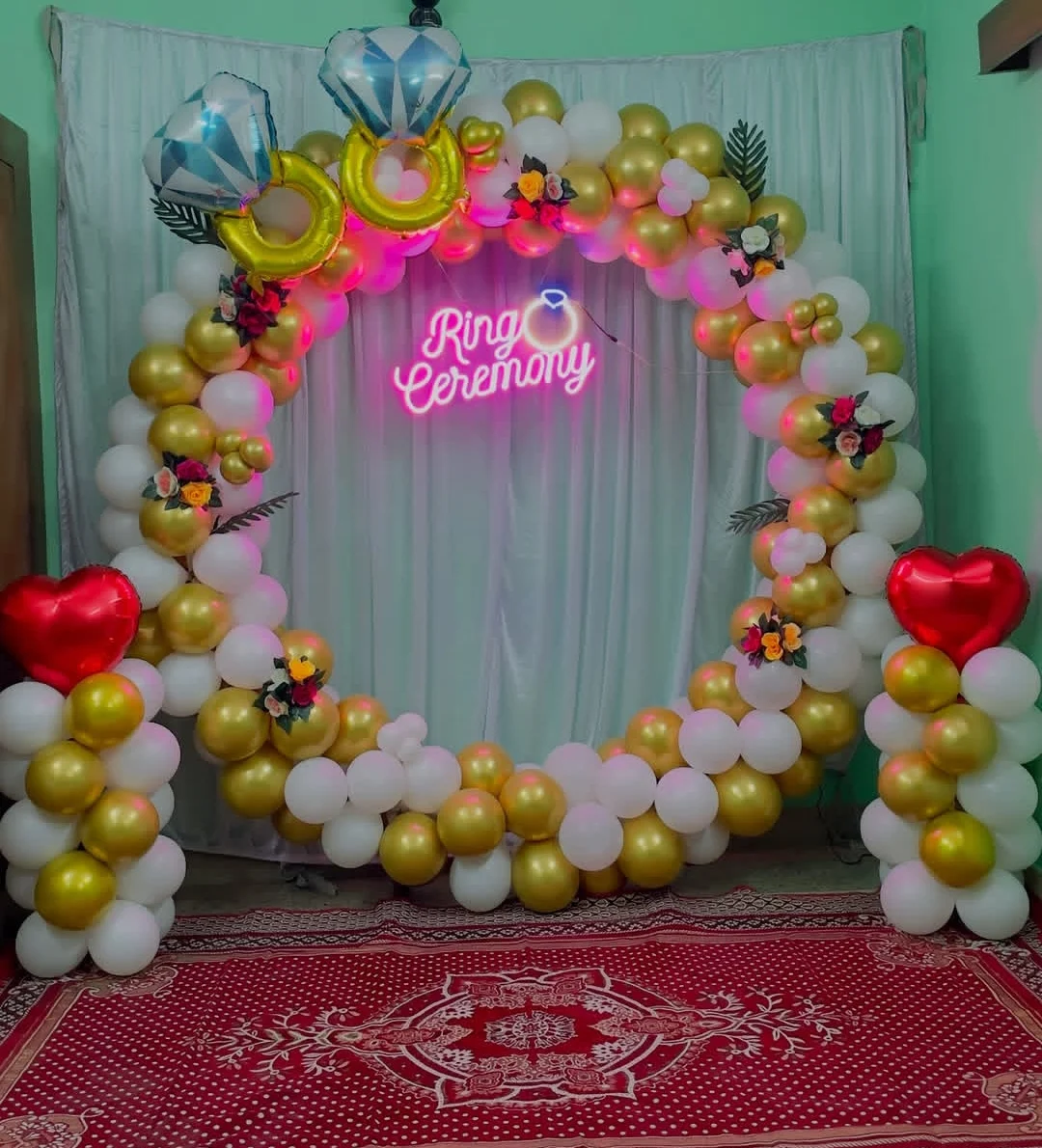 Golden Ring Ceremony Balloon Arch