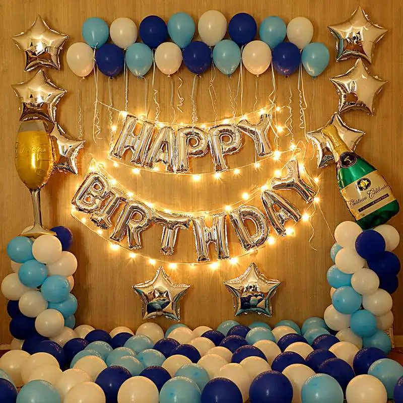 Blue  Silver Celebration Birthday Setup