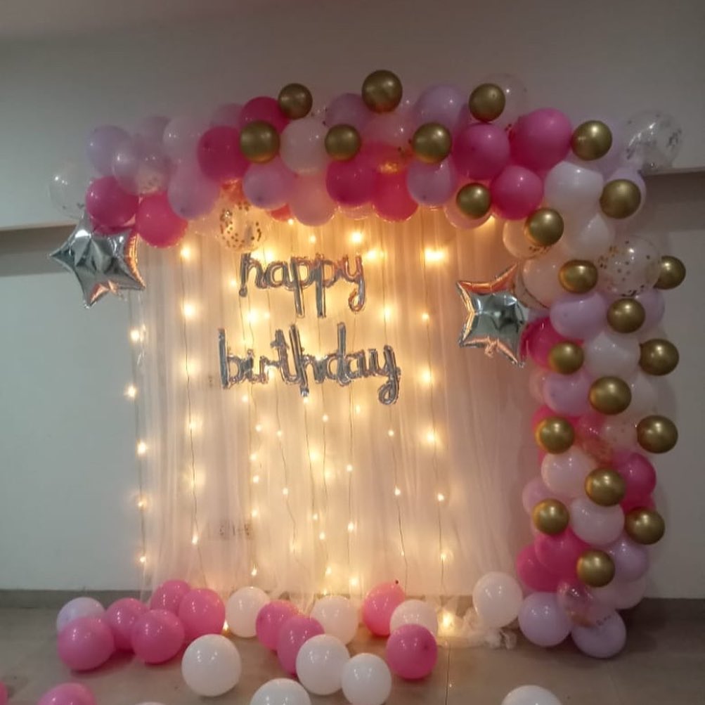 Pink and Gold Birthday Backdrop Decoration