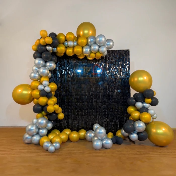 Perfect Black Sequin Anniversary Theme Decoration - Hyderabad