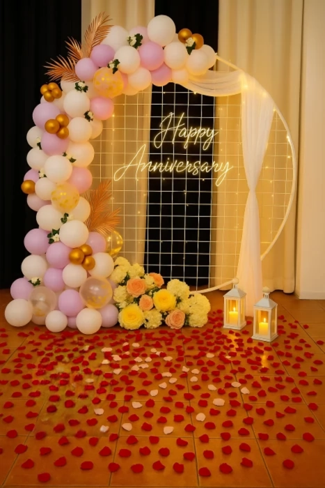 Elegant Anniversary Balloon Ring Decoration - Hyderabad