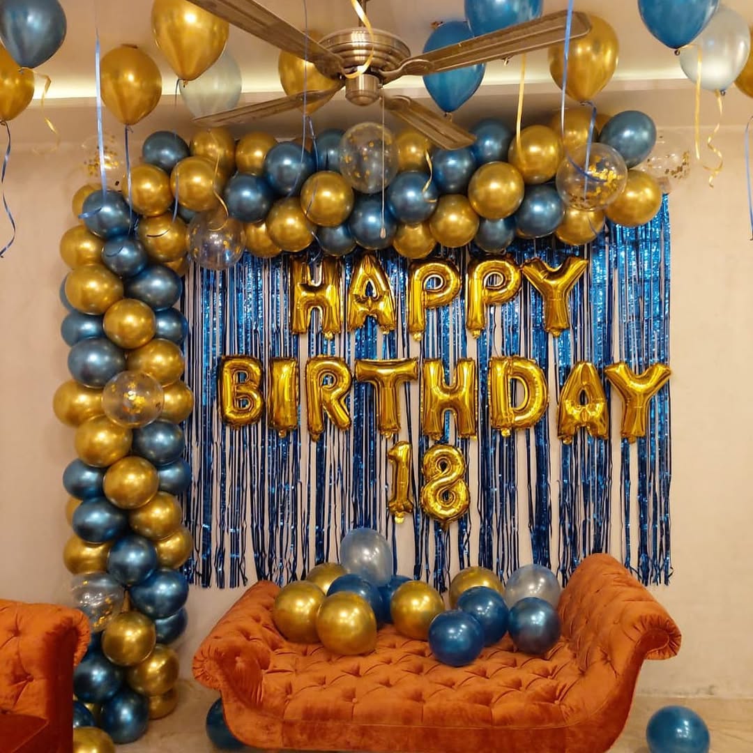 Royal Blue and Gold Birthday Balloon