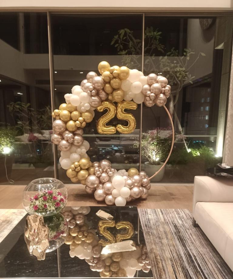 Golden Silver Elegant 25th Celebration Backdrop