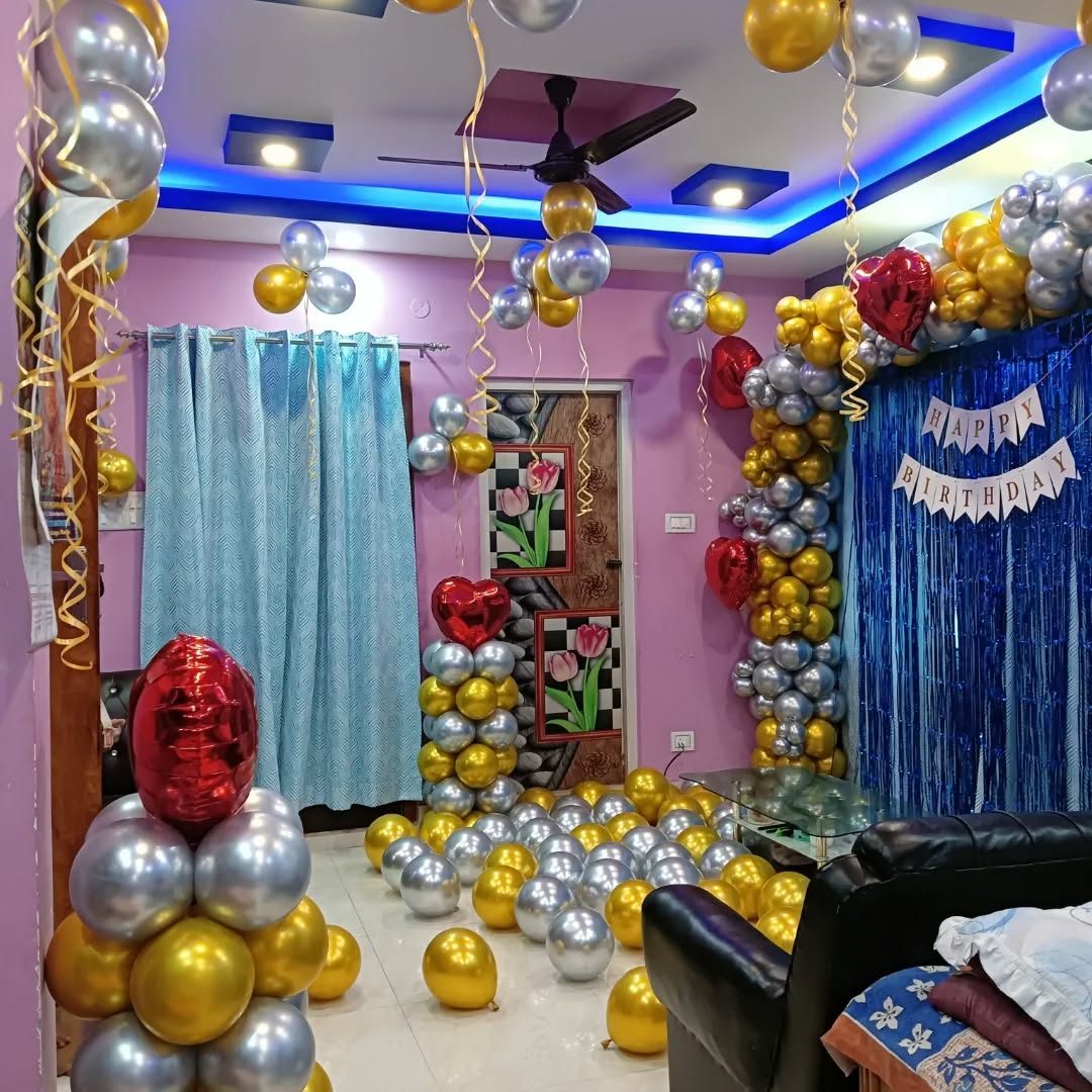 Luxurious Gold and Silver Birthday Decor