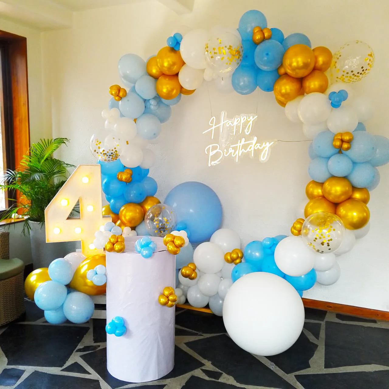 Blue and Gold Elegance Birthday Ring