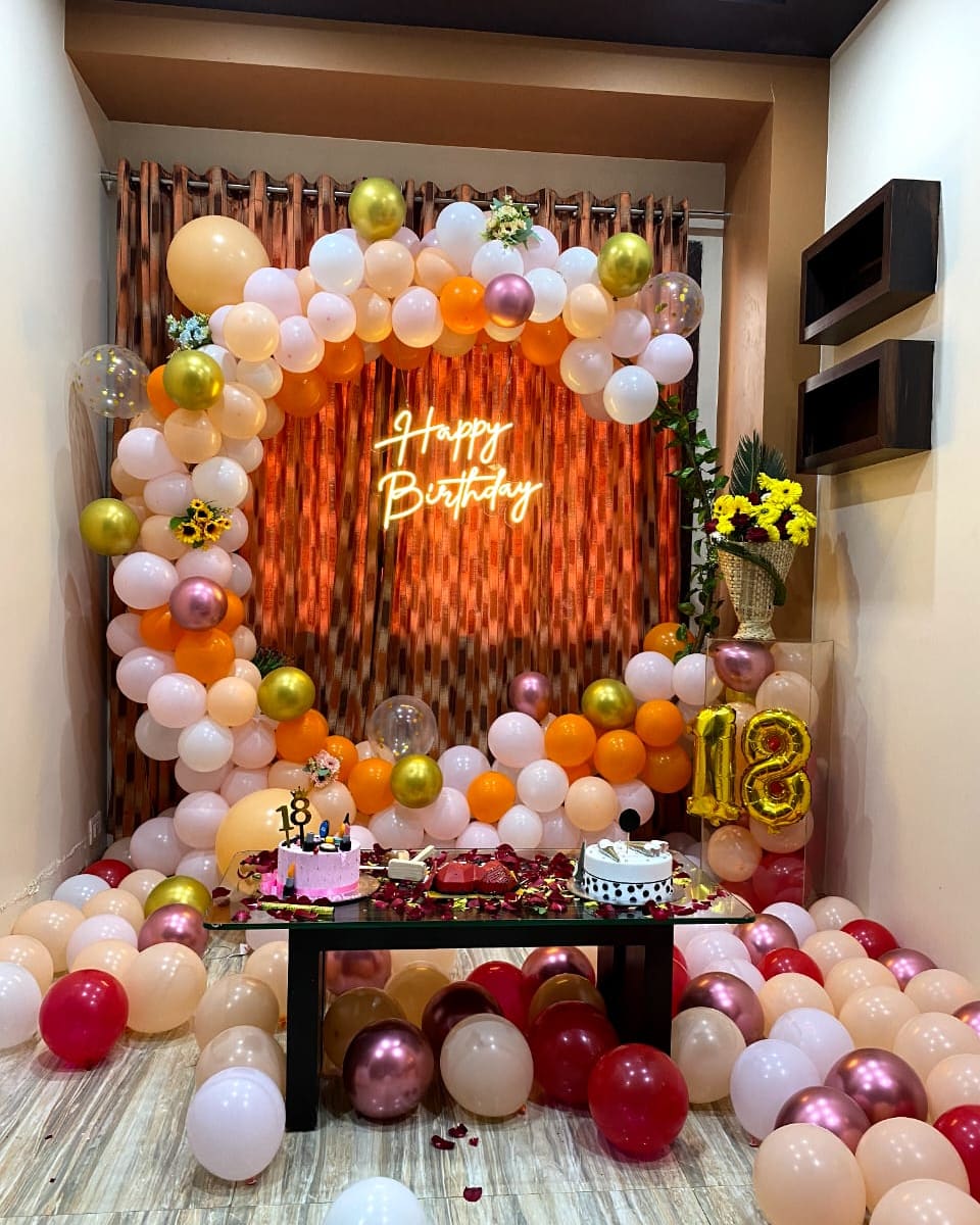 Warm Glow Birthday Balloon Setup