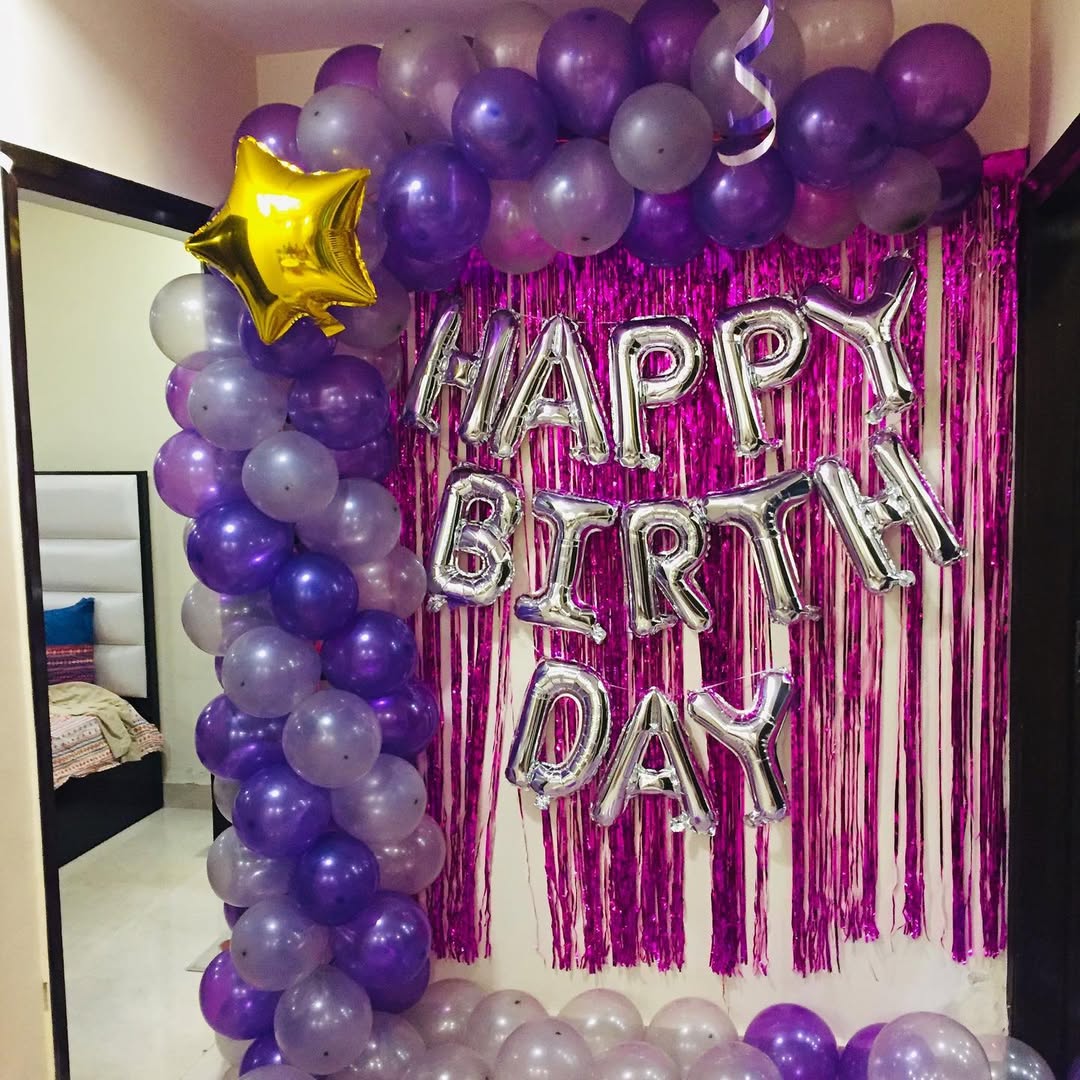 Purple and Silver Glam Birthday Backdrop