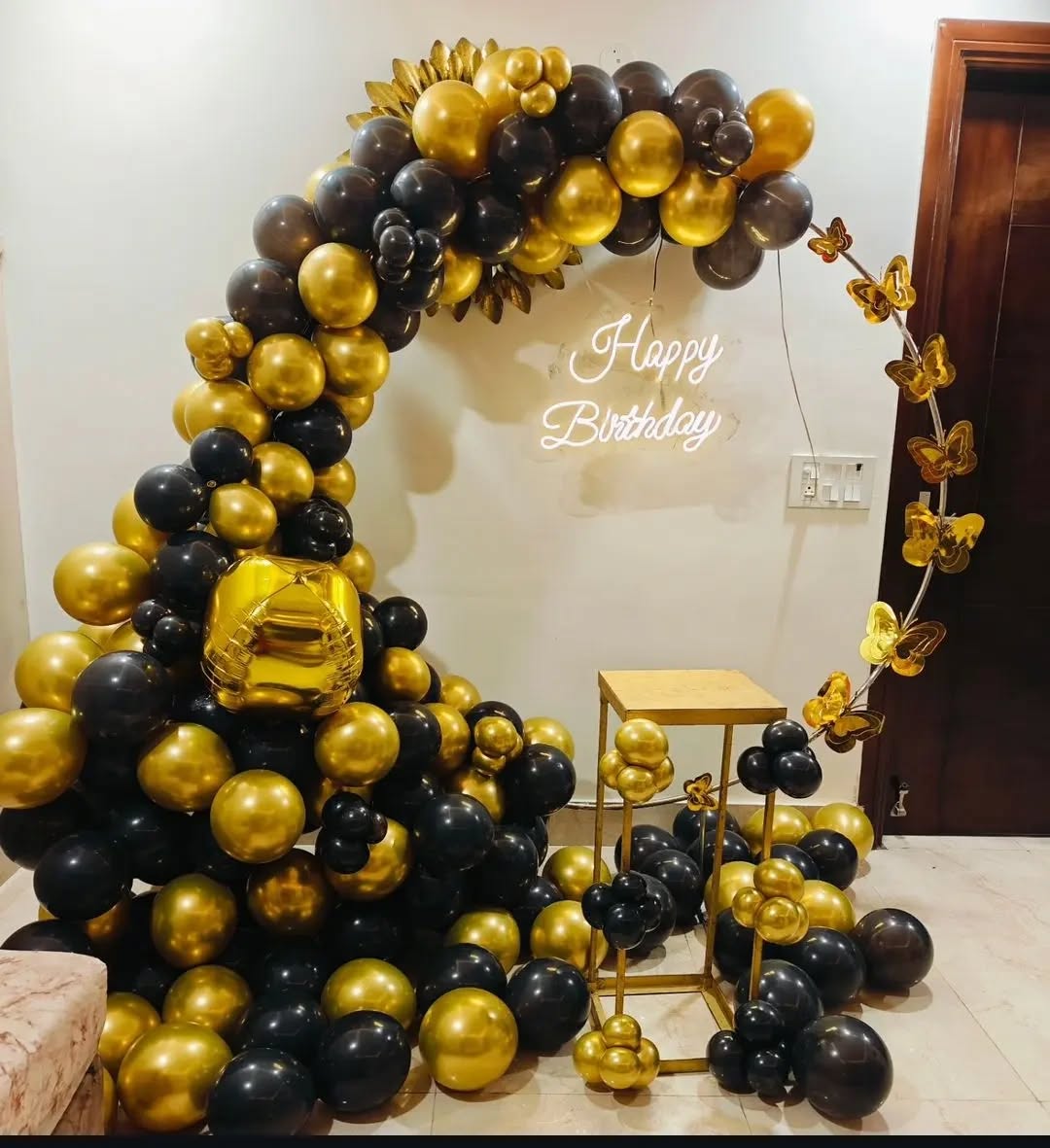 Luxurious Gold and Black Butterfly Balloon