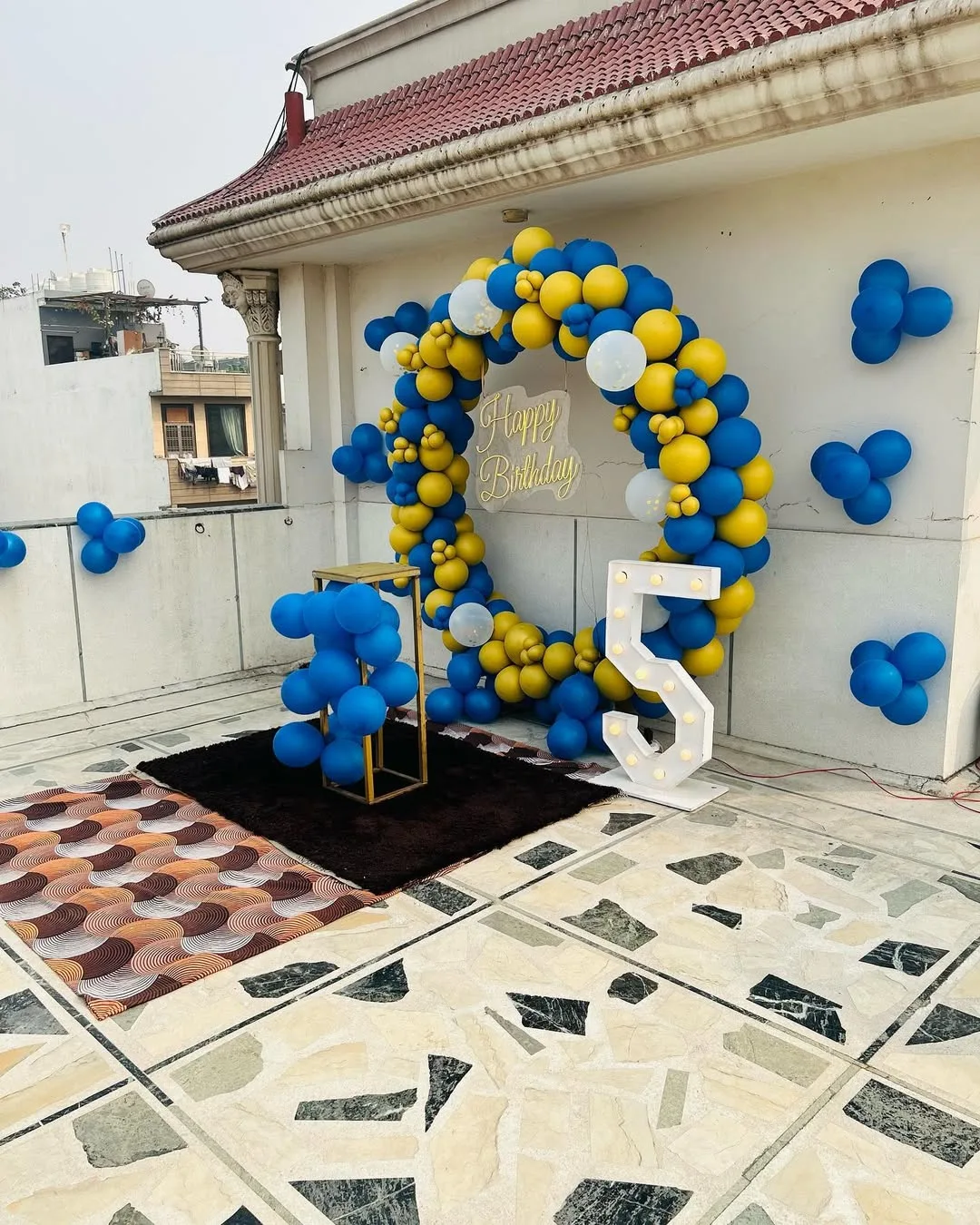 Royal Blue and Yellow Birthday Hoop