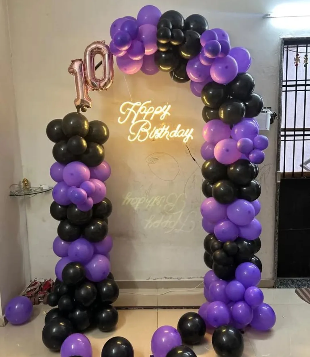 Royal Purple and Black Balloon Arch